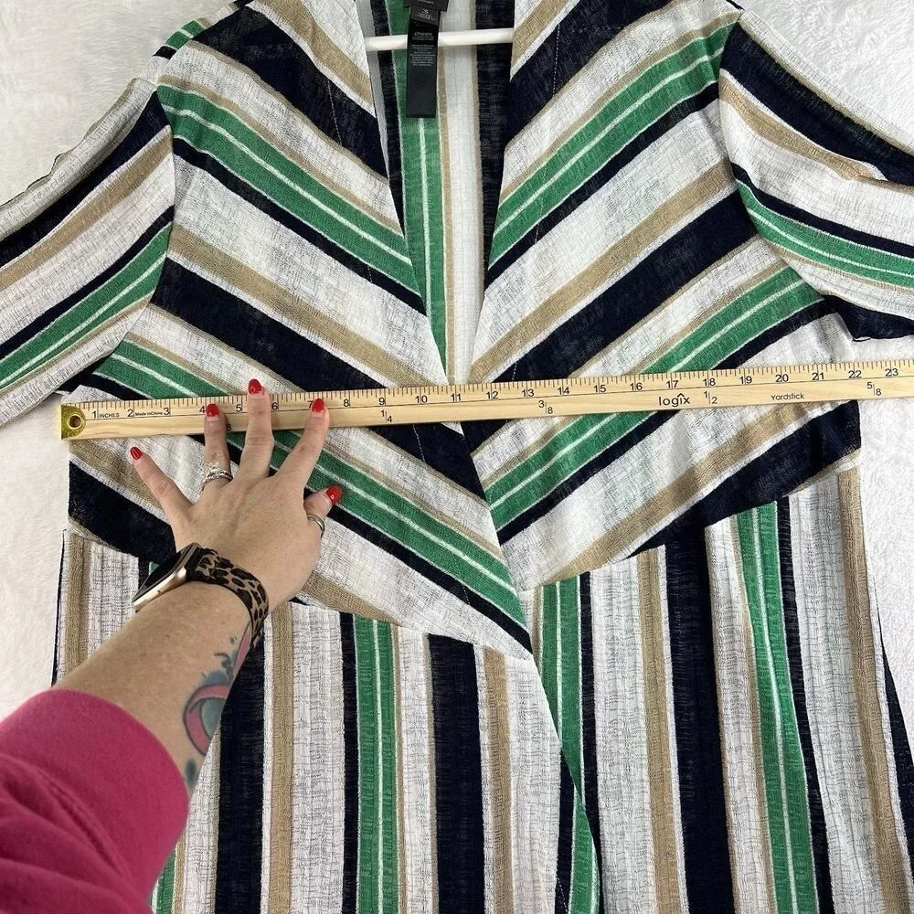 Chico's Travelers‎ 3 US XL Open Front Knit Draped Striped Lightweight Slinky